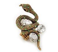 Avalaya Stunning Diamante Snake Stretch Ring (6cm Length)- 7/9 Size