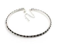 Avalaya Thin Austrian Crystal Choker Necklace (Clear & Black)