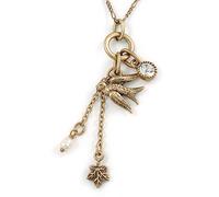 Avalaya Vintage Inspired Swallow Pendant with Antique Gold Tone Chain - 40cm L/ 8cm Ext