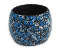 Avalaya Wide Chunky Wooden Bangle Bracelet in Blue/White/Black