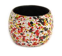 Avalaya Wide Chunky Wooden Bangle Bracelet in Red/Olive/White/Black - Medium Size