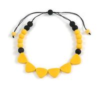 Avalaya Yellow/Black Resin Bead Geometric Cotton Cord Necklace/ 44cm-50cm L/Adjustable