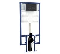Avale Wall Hung WC Frame with Concealed Cistern & Black Flush Plate 1136mm (Square)
