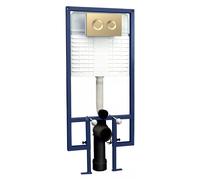 Avale Wall Hung WC Frame with Concealed Cistern & Brass Flush Plate 1136mm (Round)