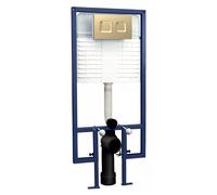 Avale Wall Hung WC Frame with Concealed Cistern & Brass Flush Plate 1136mm (Square)
