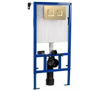 Avale Wall Hung WC Frame with Concealed Cistern & Brass Flush Plate 890mm (Square)
