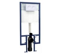 Avale Wall Hung WC Frame with Concealed Cistern & White Flush Plate 1136mm (Round)