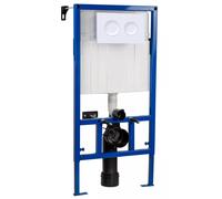Avale Wall Hung WC Frame with Concealed Cistern & White Flush Plate 890mm (Round)