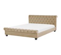 Beliani Waterbed Velvet Avallon 160 X 200 Cm Eu King Size Beige