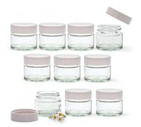 AVALON 12 Pack 15ml / 0.5oz Clear Glass Jars with Airtight White Lids, Empty Refillable Cosmetic Containers, Glass Pot for Storage of Lotions, Face Creams, Ointment and Make Up…