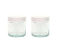AVALON 2 Pack 60 ml / 2 oz Clear Glass Jars with Airtight White Lids, Empty Refillable Cosmetic Containers, Glass Pot for Storage of Lotions, Face Creams, Ointment and Make Up