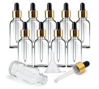 Avalon 30ml Clear Glass Dropper Bottles with Black & Gold Glass Dropper Pipette + Funnel, Reusable Refillable Eco friendly, Sustainable Living, Cosmetic Containers for Beauty & Skincare (10)