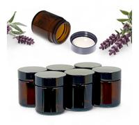 AVALON 4 Pack 30ml Amber Glass Cosmetic Jars with Black Urea Airtight Lids for Aromatherapy Blends/Creams/Candlemaking, Empty Refillable Cosmetic Containers Storage of Lotions, Face Creams, Make Up