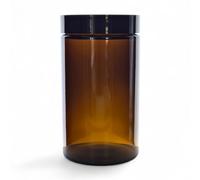 AVALON 500ml Large Amber Glass Jars with Black Airtight Lid - Recyclable, Refillable, BPA-Free, Smell-Proof Jar for Storage, Discreet Herb Curing, Stash Canister