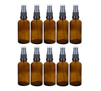 Avalon 50ml Amber Glass Bottles with Black Atomiser Spray ~ Pack of 10 ~ Refillable, Reusable, and Travel Sized ~ Perfect for Aromatherapy, Perfumes, Essential Oils, Aftershaves, and More