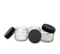 Avalon 60ml Clear Glass Jar with Black Lid ~ Pack of 10 ~ Refillable, Reusable ~ Perfect for Moisturisers, Small Beads, Grooming Products, Face and Body Balms, and More