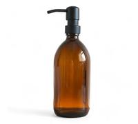 Avalon Amber Glass Soap Dispenser Bottles with Matt Black Metal Pumps (BPA-Free) Lotion Pump/Soap Dispensers - Reusable Refillable Eco friendly, Sustainable Living/Gift - Pack of 1 (500ml)