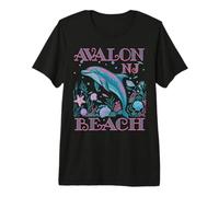 Avalon Beach NJ Dolphin Colorful Beach Souvenir Premium T-Shirt