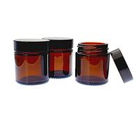 Avalon Cosmetic Packaging - PACK of 3 - Empty AMBER Glass Jars with Black Urea Airtight Lids for Aromatherapy Blends/Creams/Candlemaking (30ml)