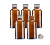 Avalon Cosmetic Packaging Pack of 5 x 100ml Amber Glass Bottles with Airtight Aluminium Lid - Sold Empty - Ideal for Essential Oils, Perfumes, Refills and More
