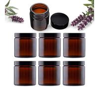 Avalon Cosmetic Packaging - PACK of 6 - Empty AMBER Glass Jars with Black Urea Airtight Lids for Aromatherapy Blends/Creams/Candlemaking (120ml)