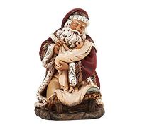 Avalon Gallery Needzo Religious Gifts Kneeling Adoring Santa Claus Holding Infant Christ 7" Christmas Statue Figure Home Decoration