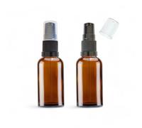 AVALON Glass Bottles with Black Treatment Pump - Pack of 2 - Sold Empty - Create Luxury Homemade Personalized Spa Products - Aromatherapy Ready Containers - Refillable and Durable… (Brown, 30ml)