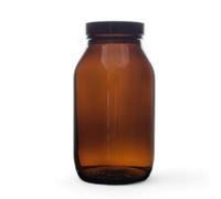 AVALON Glass Storage Jar, Recycled Glass Pill Jars, Herb Curing Jars, Storage/Display Containers with Black Airtight Lid, Store Grains, Pulses, Dried Goods, Decorative Items, Herbs (Amber, 500 ml)