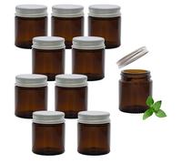 AVALON Pack of 10 x 30ml Amber Glass Cosmetic Jars with Aluminum Airtight Lids - UV Protective, Heat Resistant for Skincare, DIY Projects, and Container Candles