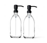 AVALON Pack of 2 Large Clear Glass Soap Dispensers with Metallic Pump - Refillable, Elegant Design for Hand Soap, Dish Soap, or Lotion - Ideal for Kitchen and Bathroom