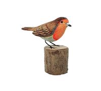 Avalon ROBIN Carved Wood Bird Ornament, Fairtrade, Hand Carved Garden Birds 12-13cm Bird Watcher Gift Woodland Forest Bird Collectable Robin Home Decorative Figurine - Great Gift for Dad!