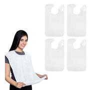 Avalon Towels Adult Terry Cloth Bibs for Men, Women & Seniors - White Polka Dots - Machine Washable - 18" x 30" - Protects Clothing from Spills & Stains
