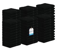 Avalon Towels Cotton Washcloths - (Pack of 60) Size 12x12 Inches, 100% Ring Spun Cotton, Absorbent, Soft Face Towels, Gym Towels, Hotel and Spa Quality, Reusable Fingertip Towels (Black)