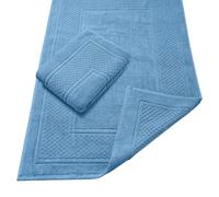 Avalon Towels Light Blue Bath Mat - 100% Cotton Set of 2 Absorbent Bathmat - Bathroom Mats Quick Dry Bath Mats for Bathrooms (22x34 Inches)