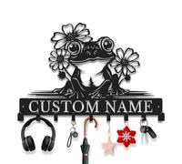 Avalox Frog with Hook Metal Key Holder - Cute Animal Design for Entryway Wall Organizer, Rustic Decorative Key Hooks for Kitchen, Patio & Mudroom (Style-3)