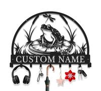 Avalox Frog with Hook Metal Key Holder - Cute Animal Design for Entryway Wall Organizer, Rustic Decorative Key Hooks for Kitchen, Patio & Mudroom (Style-1)