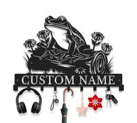 Avalox Frog with Hook Metal Key Holder - Cute Animal Design for Entryway Wall Organizer, Rustic Decorative Key Hooks for Kitchen, Patio & Mudroom (Style-2)