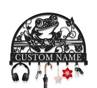 Avalox Frog with Hook Metal Key Holder - Cute Animal Design for Entryway Wall Organizer, Rustic Decorative Key Hooks for Kitchen, Patio & Mudroom (Style-4)