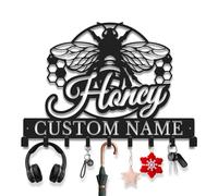 Avalox Personalized Key Hooks - Farmhouse Wall Mounted Key Holder for Entryway, Custom Name Sign for Country Kitchen, Small Yard Entry Hallway Decor (Style-1)