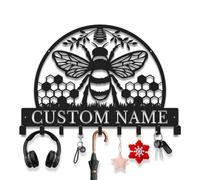 Avalox Personalized Key Hooks - Farmhouse Wall Mounted Key Holder for Entryway, Custom Name Sign for Country Kitchen, Small Yard Entry Hallway Decor (Style-2)