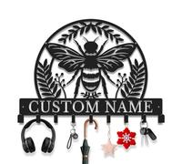 Avalox Personalized Key Hooks - Farmhouse Wall Mounted Key Holder for Entryway, Custom Name Sign for Country Kitchen, Small Yard Entry Hallway Decor (Style-4)