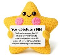 AVALYNNE Crochet Star Congratulations Gift - New Job & Promotion Gift for Coworker, Proud of You Achievement Keepsake for Student Graduation, Desk Buddy Decor, Christmas Stocking Stuffer