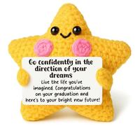 AVALYNNE Crochet Star Graduation Gift, Congratulations Keepsake for High School & College Graduate, Motivational Desk Decor for Son Daughter, Go Confidently Gift for New Future