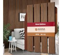Avana Acoustic Wood Wall Panels - 94.4 x 12.6 Inch Rustic Walnut Acoustic Panels 4 PCs - Wall Panels For Interior Wall Decor For Homes, Offices, Studios - Sturdy and Durable Wood Panels For Wall
