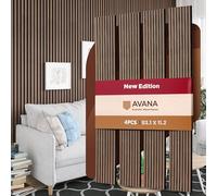 Avana Acoustic Wood Wall Panels - 94.4 X 12.6 Inch Walnut Acoustic Panels 4 PCs - Wall Panels For Interior Wall Decor For Homes, Offices, Studios - Sturdy And Durable Wood Panels For Wall