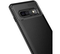 AVANA Phone Cases for Samsung Galaxy S10, Protective Case Flexible Slim Case Black Silicone TPU Shell Carbon Fiber Bumper Cover Carbon Look