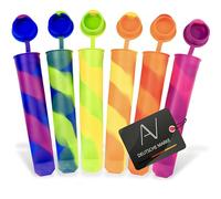 AVANA Reusable Silicone Ice Lolly Moulds, Pack of 6, Ice Cream Moulds, Ice Pop Maker, Water Ice Lollipops, Colourful BPA
