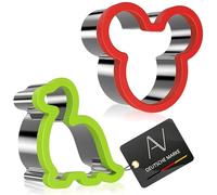 AVANA Stainless Steel Cookie Cutters Sandwich Cutter Cookie Mouse Dinosaur Christmas Comfortable Plastic Surface Cookie Cutters for Kids - Set of 2