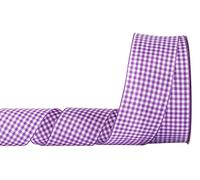AVANAVA Gingham Ribbon 40mm Plaid Polyester Check Woven Ribbon for Crafts, Gifting and Wedding (22 Meters-Roll, Purple)