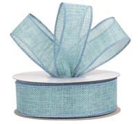 AVANAVA Island Blue Burlap Ribbon 38mm Wired Edge Ribbon for Crafts, Wreath, Bow Making, Gift Wrapping, Christmas Tree Decoration and Home Decoration - 18 Meters/roll